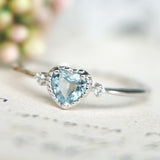 Sea Blue Heart-Shaped Sapphire Ring