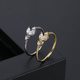 Simple Leaf Single Row Zircon Ring