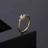 Simple Leaf Single Row Zircon Ring