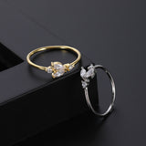 Simple Leaf Single Row Zircon Ring