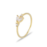 Simple Leaf Single Row Zircon Ring