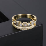 Square Zircon Double Layer Ring