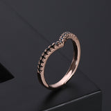 V-Shaped Wave Pattern Rose Gold Ring