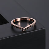 V-Shaped Wave Pattern Rose Gold Ring