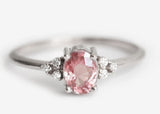 Oval Cut Pink Sapphire Zircon Ring