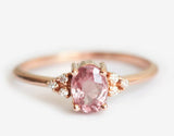 Oval Cut Pink Sapphire Zircon Ring