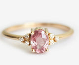 Oval Cut Pink Sapphire Zircon Ring