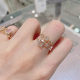 Shining Natural White Crystal Ring