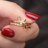 Double Butterfly Zircon Ring