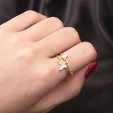 Double Butterfly Zircon Ring