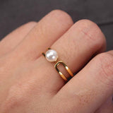 Geometric Zircon Pearl Open Ring