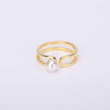 Geometric Zircon Pearl Open Ring