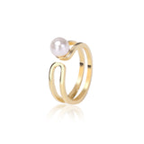 Geometric Zircon Pearl Open Ring