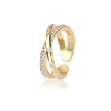 Zircon Cross Hollow Double Layer Open Ring