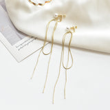 Pearl Tassel Long Earrings