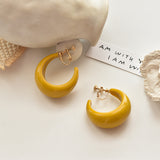 Resin Cresent-Shaped Hoop Earrings