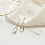 Long Crystal Pearl Drop Earrings