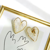 Transparent Heart-Shaped Earrings with Golden Edging