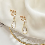 Long Crystal Pearl Drop Earrings