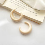 Resin Cresent-Shaped Hoop Earrings