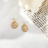 Pearl Gold Coin Vintage Earrings