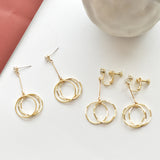 Metal Hoop Long Earrings