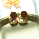 Brown Wooden Circle Earrings