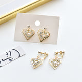 Double Heart Pearl Earrings