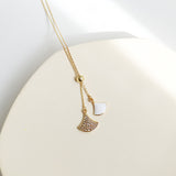 Ginkgo Leaf-Shaped Zircon Necklace