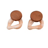 Brown Wooden Circle Earrings