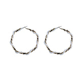 Pearl Twist Large Hoop Earrings