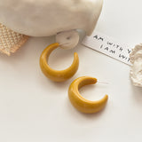 Resin Cresent-Shaped Hoop Earrings