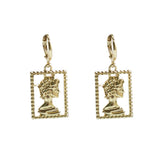 Golden Portrait Embossed Earrings