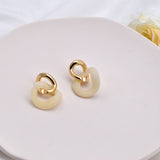 Golden Two-Town Thick Hoop Earrings