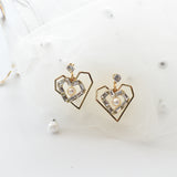 Double Heart Pearl Earrings