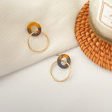 Amber Pattern Hoop with Alloy Hoop Earrings