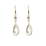 Long Crystal Pearl Drop Earrings