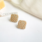 Square Check Plaid Fabric Earrings