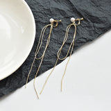 Pearl Tassel Long Earrings